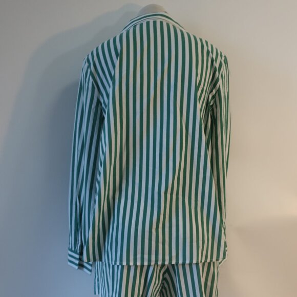 Women Splendid x Cella Jane White Green Stripe 2 PC- Set  Collared Top/S Short/M - Picture 11 of 16